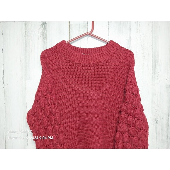 Elodie Bubble Sleeve Pullover Sweater sz Medium in Rust Red - Picture 3 of 7